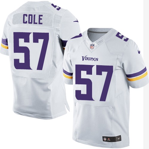 Men's Elite Audie Cole Nike Jersey White Road - #57 NFL Minnesota Vikings