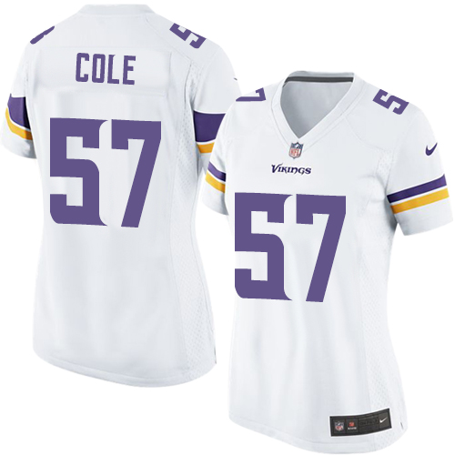 Women's Elite Audie Cole Nike Jersey White Road - #57 NFL Minnesota Vikings