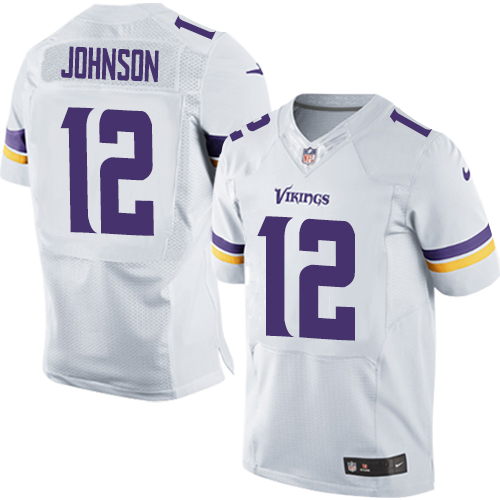 Men's Elite Charles Johnson Nike Jersey White Road - #12 NFL Minnesota Vikings