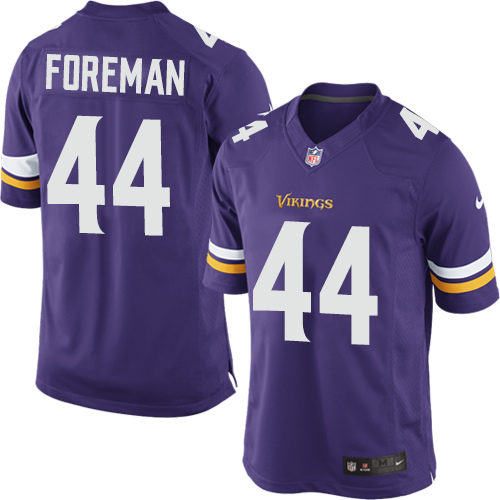 Men's Limited Chuck Foreman Nike Jersey Purple Home - #44 NFL Minnesota Vikings