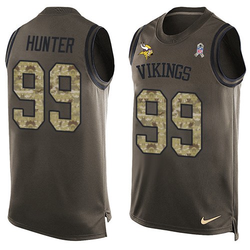 Men's Limited Danielle Hunter Nike Jersey Green - #99 Salute to Service Tank Top NFL Minnesota Vikings