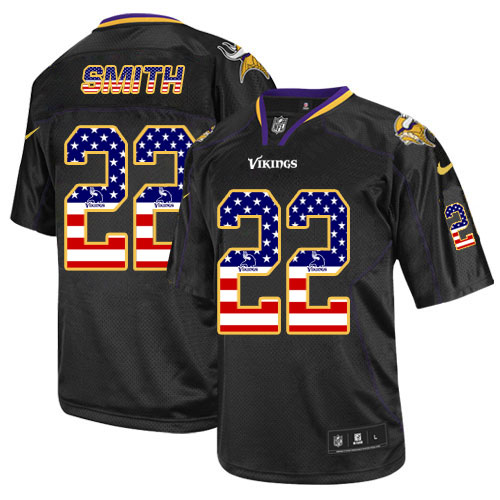 Men's Elite Harrison Smith Nike Jersey Black - #22 USA Flag Fashion NFL Minnesota Vikings
