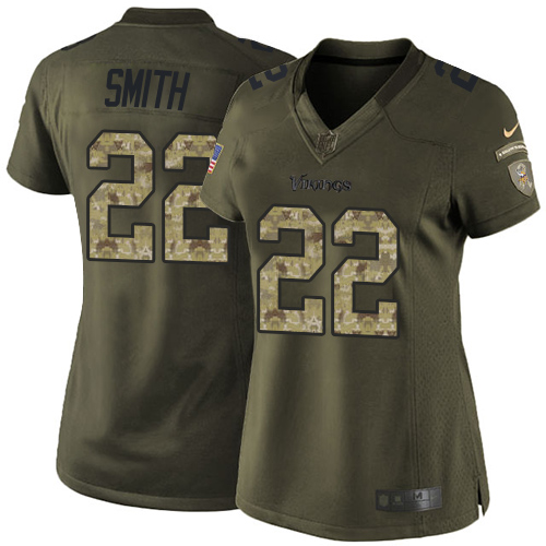 Women's Elite Harrison Smith Nike Jersey Green - #22 Salute to Service NFL Minnesota Vikings