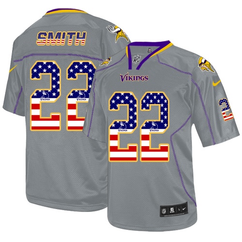 Men's Limited Harrison Smith Nike Jersey Grey - #22 USA Flag Fashion NFL Minnesota Vikings
