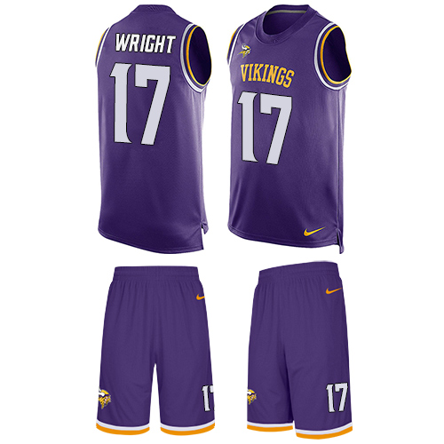 Men's Limited Jarius Wright Nike Jersey Purple - #17 Tank Top Suit NFL Minnesota Vikings