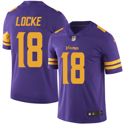 Youth Elite Jeff Locke Nike Jersey Purple - #18 Rush NFL Minnesota Vikings