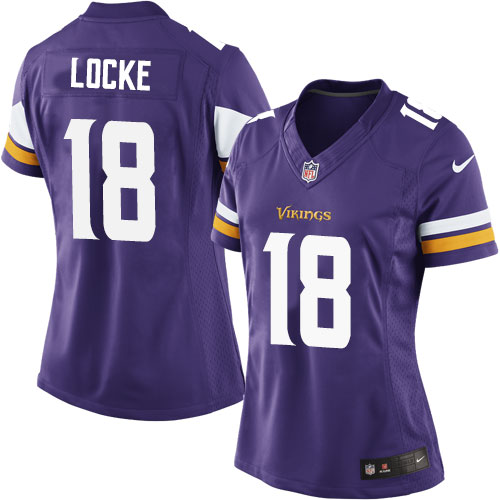 Women's Elite Jeff Locke Nike Jersey Purple Home - #18 NFL Minnesota Vikings