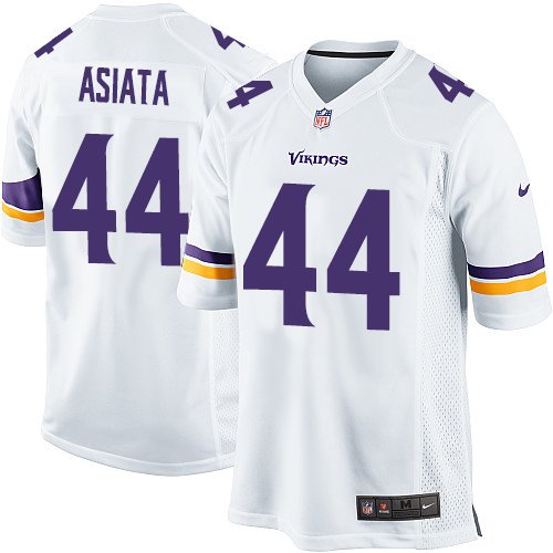 Men's Game Matt Asiata Nike Jersey White Road - #44 NFL Minnesota Vikings