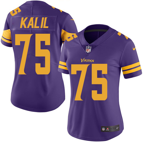 Women's Limited Matt Kalil Nike Jersey Purple - #75 Rush NFL Minnesota Vikings