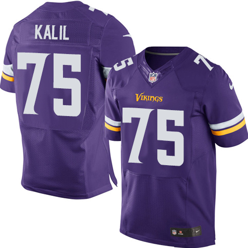 Men's Elite Matt Kalil Nike Jersey Purple Home - #75 NFL Minnesota Vikings