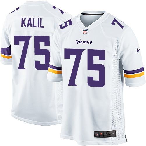 Men's Game Matt Kalil Nike Jersey White Road - #75 NFL Minnesota Vikings