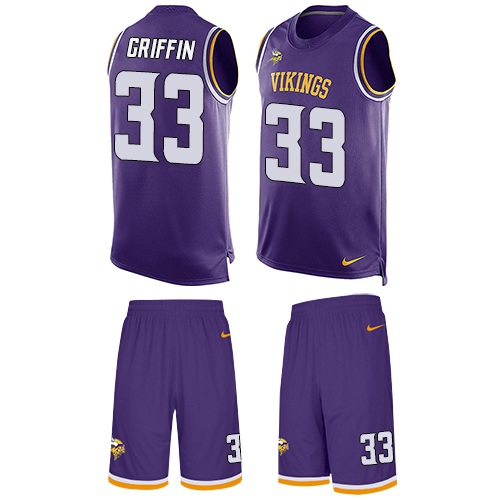 Men's Limited Michael Griffin Nike Jersey Purple - #33 Tank Top Suit NFL Minnesota Vikings