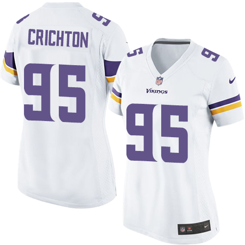 Women's Limited Scott Crichton Nike Jersey White Road - #95 NFL Minnesota Vikings