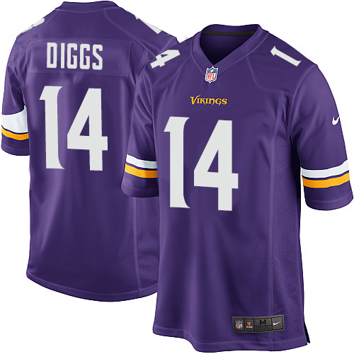 Men's Game Stefon Diggs Nike Jersey Purple Home - #14 NFL Minnesota Vikings