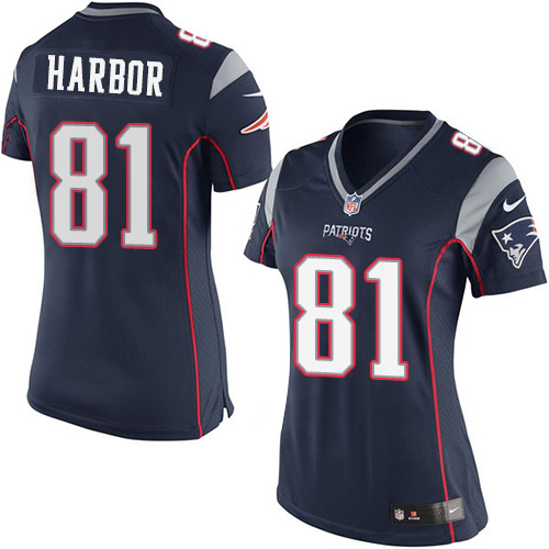 Women's Elite Clay Harbor Nike Jersey Navy Blue Home - #81 NFL New England Patriots