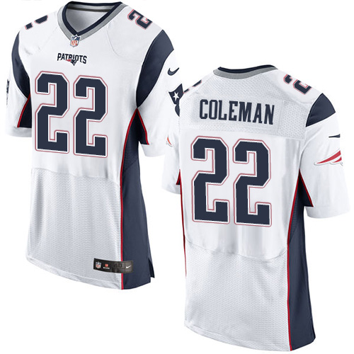 Men's Elite Justin Coleman Nike Jersey White Road - #22 NFL New England Patriots