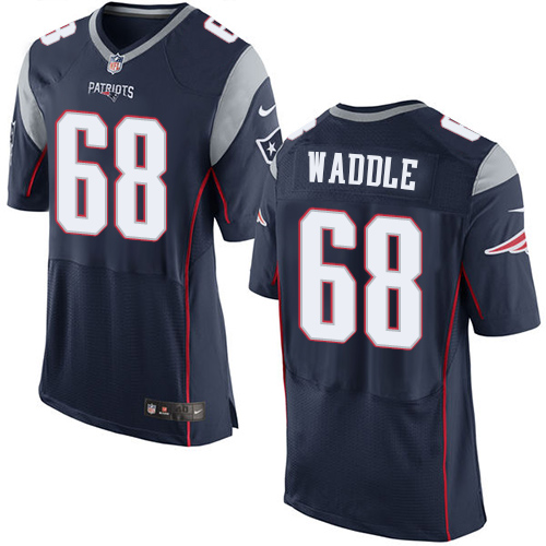 Men's Elite LaAdrian Waddle Nike Jersey Navy Blue Home - #68 NFL New England Patriots