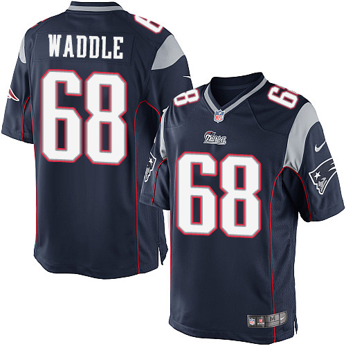 Youth Elite LaAdrian Waddle Nike Jersey Navy Blue Home - #68 NFL New England Patriots