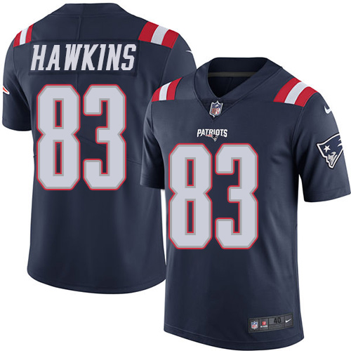 Men's Elite Lavelle Hawkins Nike Jersey Navy Blue - #83 Rush NFL New England Patriots