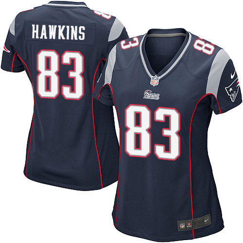 Women's Game Lavelle Hawkins Nike Jersey Navy Blue Home - #83 NFL New England Patriots