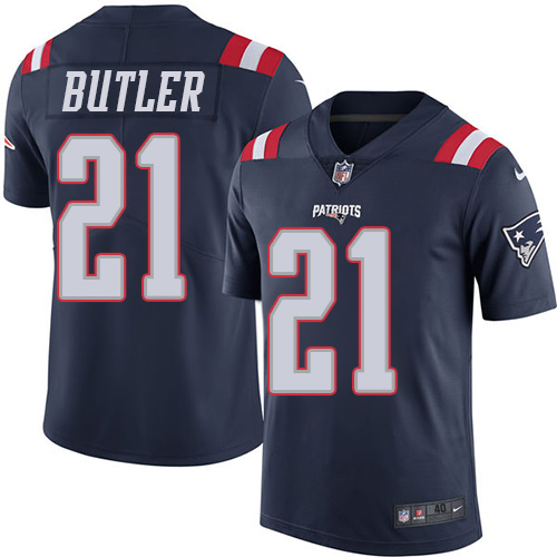 Men's Elite Malcolm Butler Nike Jersey Navy Blue - #21 Rush NFL New England Patriots