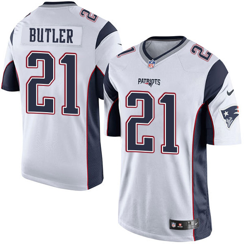 Men's Limited Malcolm Butler Nike Jersey White Road - #21 NFL New England Patriots