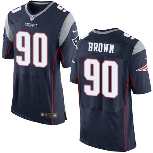 Men's Elite Malcom Brown Nike Jersey Navy Blue Home - #90 NFL New England Patriots