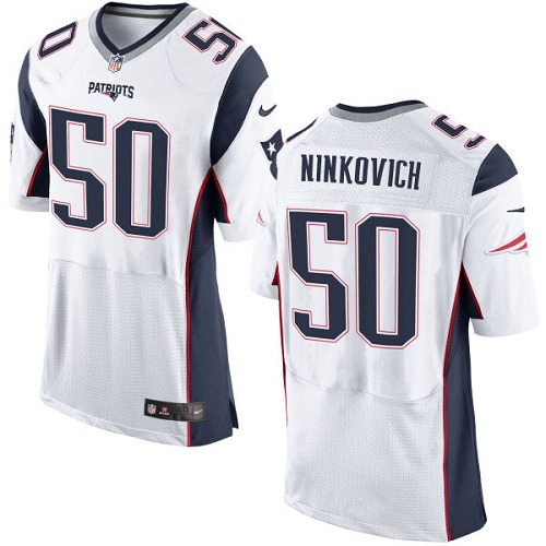 Men's Elite Rob Ninkovich Nike Jersey White Road - #50 NFL New England Patriots