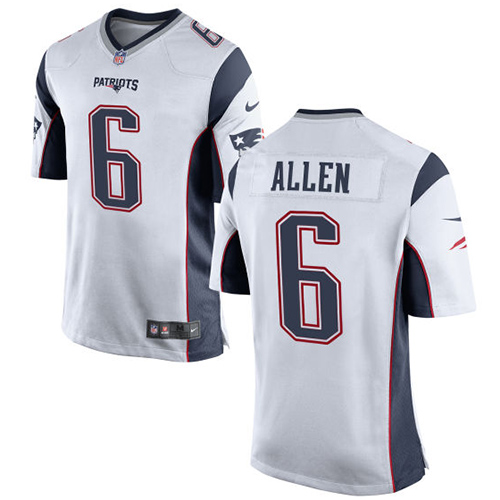 Men's Game Ryan Allen Nike Jersey White Road - #6 NFL New England Patriots