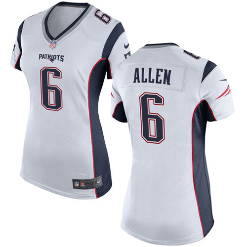 Women's Elite Ryan Allen Nike Jersey White Road - #6 NFL New England Patriots