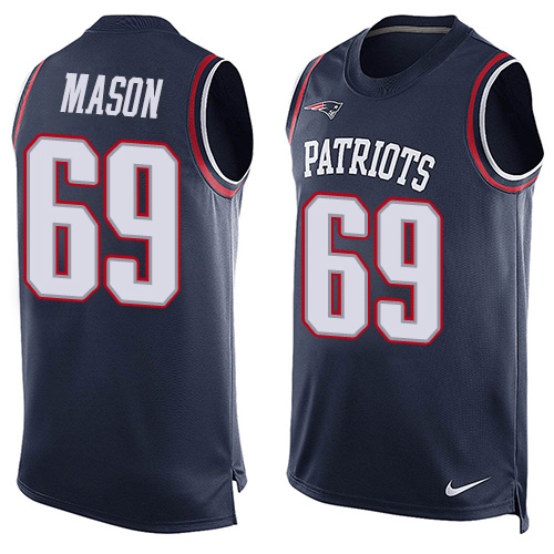 Men's Limited Shaq Mason Nike Jersey Navy Blue - #69 Player Name & Number Tank Top NFL New England Patriots