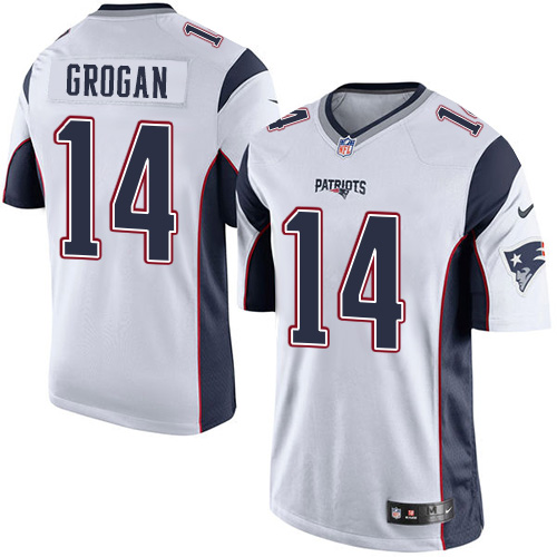 Men's Limited Steve Grogan Nike Jersey White Road - #14 NFL New England Patriots