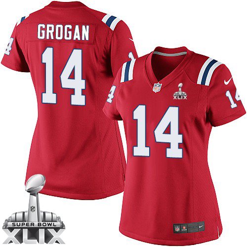 Women's Elite Steve Grogan Super Bowl XLIX Nike Jersey Red Alternate - #14 NFL New England Patriots