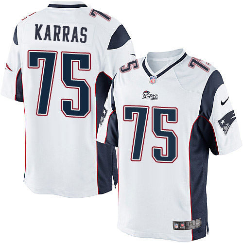 Youth Elite Ted Karras Nike Jersey White Road - #75 NFL New England Patriots