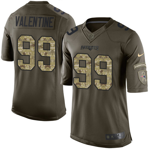 Men's Elite Vincent Valentine Nike Jersey Green - #99 Salute to Service NFL New England Patriots