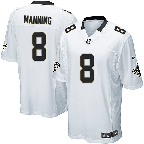 Men's Game Archie Manning Nike Jersey White Road - #8 NFL New Orleans Saints