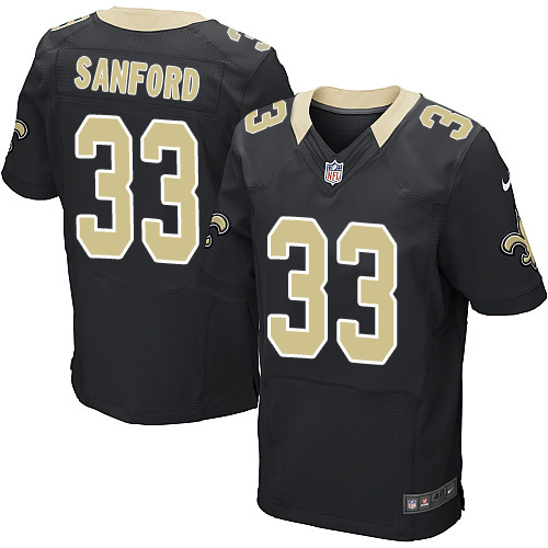 Men's Elite Jamarca Sanford Nike Jersey Black Home - #33 NFL New Orleans Saints