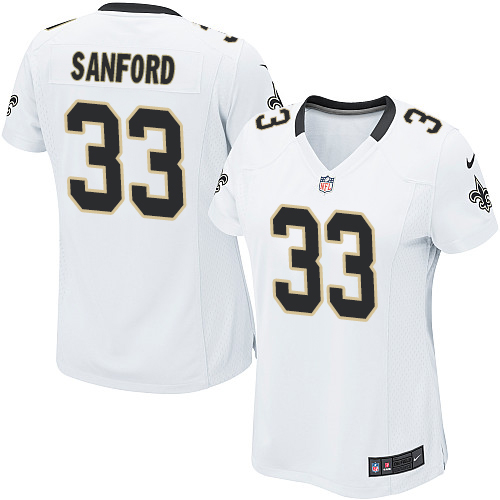 Women's Limited Jamarca Sanford Nike Jersey White Road - #33 NFL New Orleans Saints
