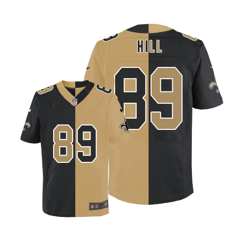 Men's Limited Josh Hill Nike Jersey Black/White - #89 Split Fashion NFL New Orleans Saints