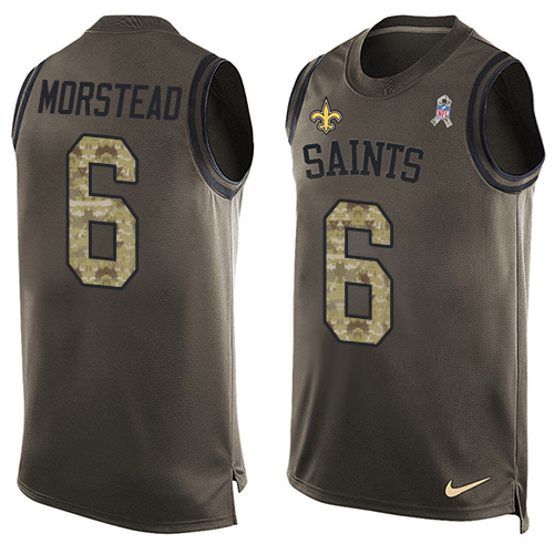 Men's Limited Thomas Morstead Nike Jersey Green - #6 Salute to Service Tank Top NFL New Orleans Saints