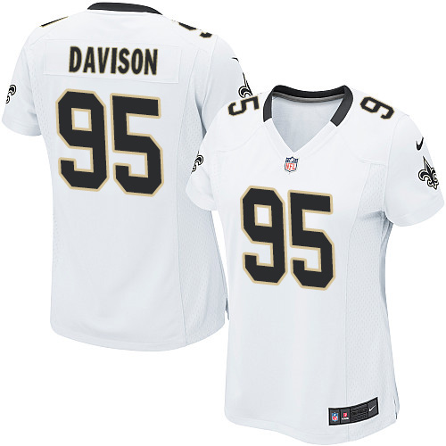 Women's Game Tyeler Davison Nike Jersey White Road - #95 NFL New Orleans Saints