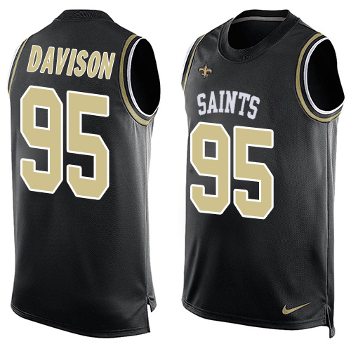 Men's Limited Tyeler Davison Nike Jersey Black - #95 Player Name & Number Tank Top NFL New Orleans Saints