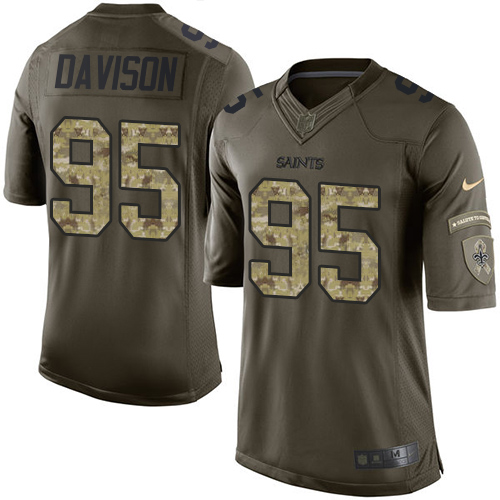 Youth Elite Tyeler Davison Nike Jersey Green - #95 Salute to Service NFL New Orleans Saints