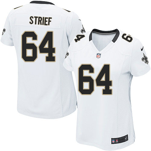 Women's Elite Zach Strief Nike Jersey White Road - #64 NFL New Orleans Saints