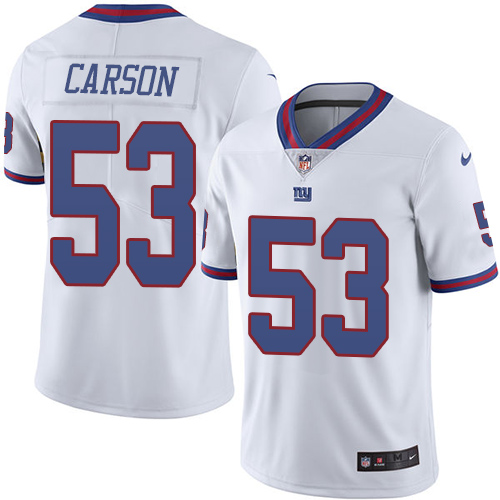 Men's Limited Harry Carson Nike Jersey White - #53 Rush NFL New York Giants