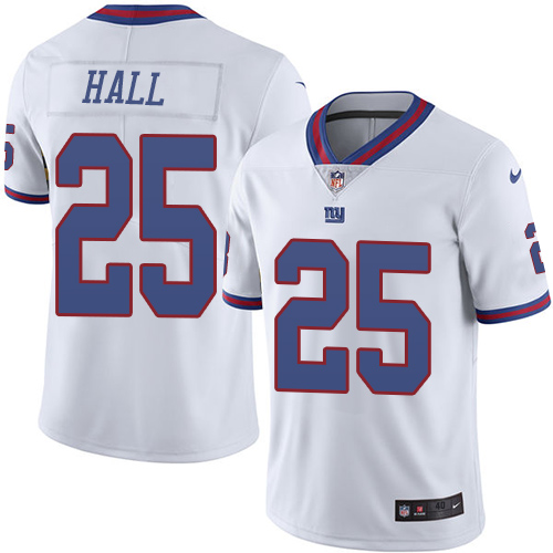 Men's Elite Leon Hall Nike Jersey White - #25 Rush NFL New York Giants