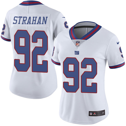 Women's Limited Michael Strahan Nike Jersey White - #92 Rush NFL New York Giants
