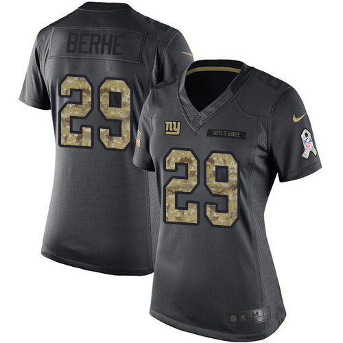 Women's Limited Nat Berhe Nike Jersey Black - #29 2016 Salute to Service NFL New York Giants