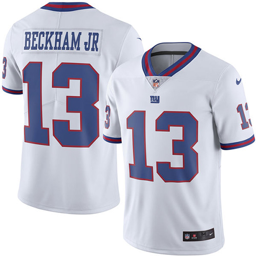 Men's Limited Odell Beckham Jr Nike Jersey White - #13 Rush NFL New York Giants