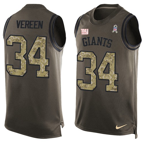 Men's Limited Shane Vereen Nike Jersey Green - #34 Salute to Service Tank Top NFL New York Giants